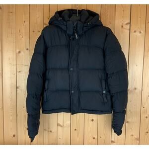 Aritzia Women's Tna The Super Puff Crop Hoodie Down Puffer Jacket, Black-Size XS